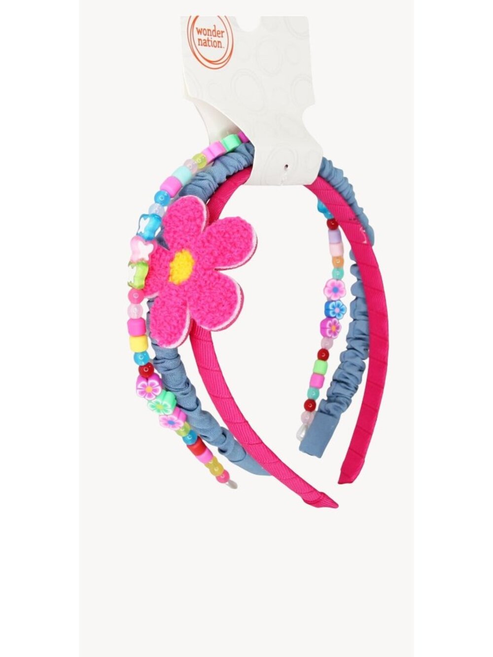 Wonder Nation 3-Piece Girls Headbands – Pink Flower & Beaded Designs